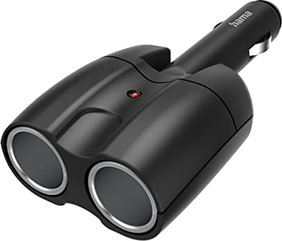 Hama Zigarettenanzünder Verteiler, Doppelstecker (12V Zigarettenanzünder Buchse, 2-Fach, 12V Doppelstecker, Doppel Zigarettenanzünder, Gelenkstecker, 180°, Auto Zubehör, Kfz Verteilerdose) schwarz