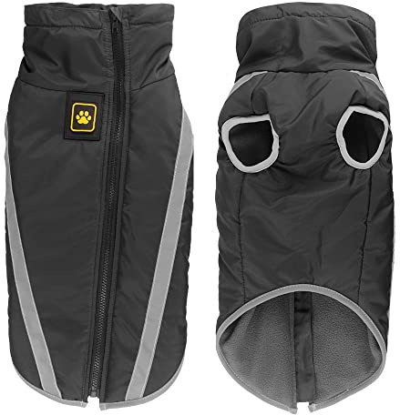 Idepet Waterproof Dog Coat Winter Warm Jacket,Windproof Pet Clothes Dog Jacket Outfit for Small Medium Large Dogs with Harness Hole XL-6XL