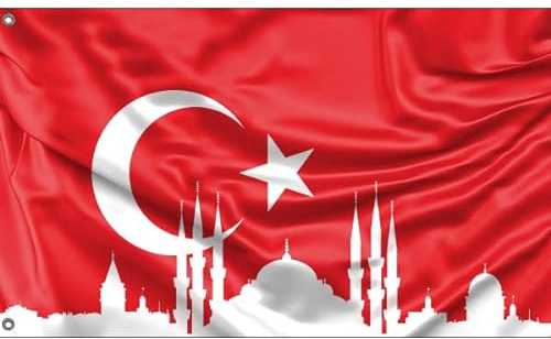 Istanbul Skyline Flagge, Türkei | Einzigartiger Designdruck | Made in EU (90 x 150 cm)