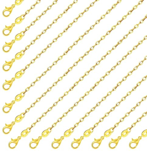 Gold Necklace Chains, 26Pcs 18Inches 1.6mm Gold Plated for Jewellery Making | Gold Plated Cable Chain, 26 Pcs 18In 1.6mm, Lobster Claw Clasp, DIY Jewellery Making