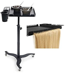 Carrello da barbiere con vassoio per parrucchiere, supporto mobile per extension per capelli, 3 ruote (2 ciotole magnetiche extra per colorare i capelli), vassoio per acconciature per parrucchieri,