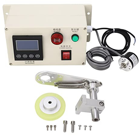 Contador de Medidor Digital Contador de Medidor de Longitud de Conteo de 6 Dígitos de Doble con Soporte de Resorte de Rueda Codificador Rotatorio de Pulso de Medición AC100‑240V