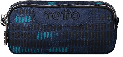 TOTTO , Estuche Escolar Dos Compartimentos Azul Jaspeado Sobre Unisex Niños, Azul (Blue), Pequeño