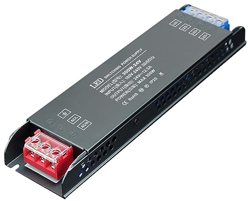 Transformador 240V a 24V, SOARFLY 300W 12.5A LED Driver, Fuente Alimentacion 24V Constante, Transformador LED, Ultra Fino Adaptador de luz LED Compacto de Alimentación para Tiras LED