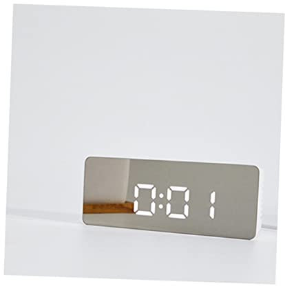 Garneck Spiegeluhr Mit Led-digitaldisplay Und Weckfunktion Multifunktionswecker Mit Temperaturanzeige USB-Kabel Für Schlafzimmer Und Büroeinrichtung Rechteckig