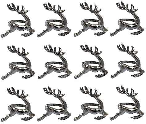 Baoblaze 12 Stück Weihnachten Rentier Serviettenringe, Hirsch Serviettenhalter Rentier Serviettenschnalle, Weihnachts-Serviettenringe für Weihnachten Mittagessen Thanksgiving Party Tischdekoration