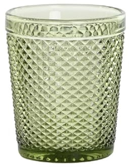 BIBIHOME - Set da 6 bicchieri acqua in cristallo colore VERDE Sollievo di Item International finemente intagliati a rilievo e molto resistenti - bicchieri colorati di alta qualità (capacità 240 ml)