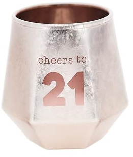 Pavilion Gift Company - Cheers To 21-3 ounce Shot Glass, 21st Birthday Shot Glass, Finally 21 Shot Glass, Birthday Party Decoration, Party Favor, 1 Count (Pack of 1), 2.25” x 2” x 2.5”