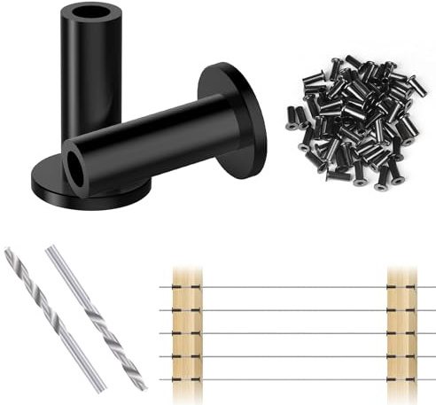 RiaYer 120 Pack Black T316 Stainless Steel Protector Sleeves for 1/8 Cable Railing Kit, PVD Coated Deck Railing Hardware for Wood Posts, Modern Wire Rope Cable System, Easy Install