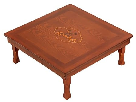 Klapptisch, koreanischer Druck, quadratischer Esstisch/Couchtisch/Arbeitszimmertisch/niedriger Holztisch, für Tatami/Erkerfenster/Teehaus (einfarbig, 80 cm)