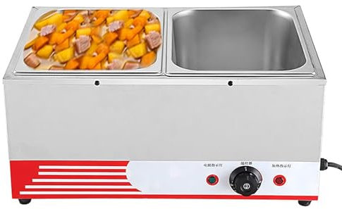Scaldavivande elettrico a bagnomaria a buffet in acciaio inossidabile da 1500 W, 86-176 ℉/30-80 ℃, con coperchi, per catering e ristoranti (Color : 2 Pan)