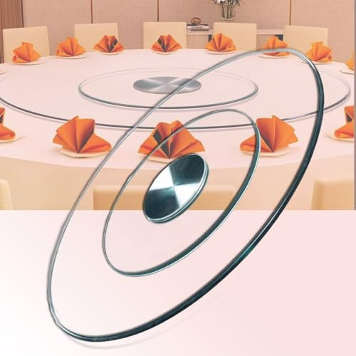 QSPNVFB Lazy Susan Piano Girevole Rotondo in Vetro, 90cm Piatto per Torte Girevole per Tavolo da Pranzo, Tondo Vassoio da Portata Girevole Trasparente(39inch(100cm))