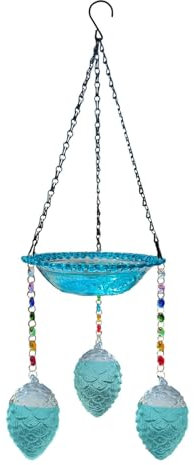 Vogeltränke für draußen | Elegante Glasschale Futterspender | Vogeltränke Futterschale | Glas Vogeltränke | Vogeltränke Schüssel | Vogelfutterstation für lebendigen Garten | Vogeltränke aus Glas