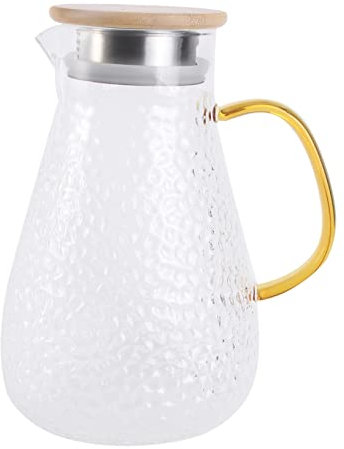 Amosfun Thickened Glass Juice Pitcher Heat Resistant Beverage Carafe Elegant Juice Pot for Office Dining Living