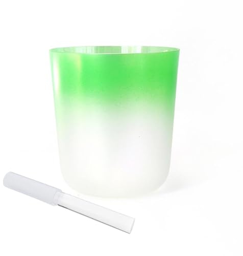 Ciotola di cristallo for canto con sfumatura verde da 6 pollici, ciotola for chakra, ciotola sonora, regalo for yoga, meditazione e guarigione sonora, con percussore acrilico e O-ring gratuiti(G Note)