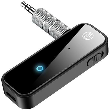 Boannice Adaptador Bluetooth Chip Qualcomm, Transmisor Receptor Bluetooth 5.0 2 en 1, Jack 3.5 mm Baja Latencia, Llamadas Manos Libres con Cancelación de Ruido para TV, Altavoces, Avión