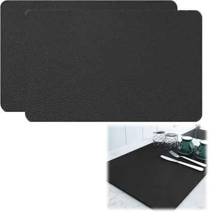 2er-Pack GJV-Kaffeemaschine mit gummiertem saugfähigem Spültrockner für Küchenbrett - Küchenzubehör passt unter Kaffeemaschine, Kaffeemaschine, Kaffeekanne, Espressomaschine (schwarz, 30*40 cm)