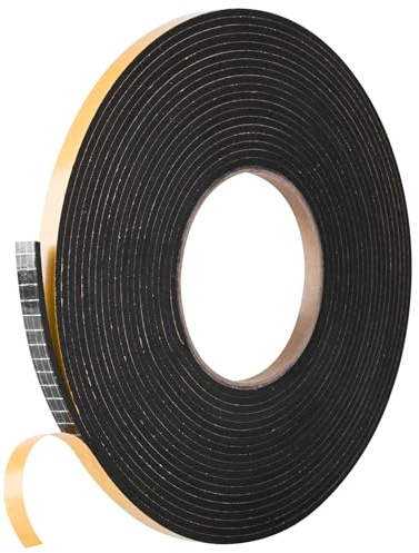 Kikerike Self Adhesive Foam Tape Weatherstrip 1/4In x 1/8In x 26Ft High Density Foam Insulation Strips Seal Weather Stripping with Strong Adhesive for Door and Window Sound Isolation Soundproofing