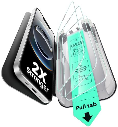 ESR Pack 3 Protectores de Pantalla para iPhone 16e 2025/14/13/13 Pro, Protección Militar, Dureza 9H, Cristal Templado Cobertura Total con Bandeja UltraFit