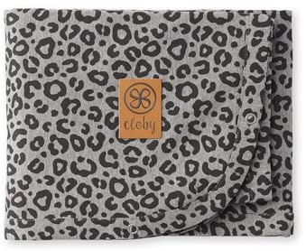 Cloby CBY-UVB-LPG multifunktionale Babydecke mit UV-Schutz (UPF 50+) - Leopard grau/schwarz