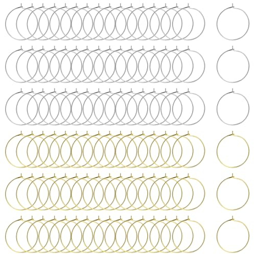 GETRICH 200 Pièces 25mm Marque Verre Argent/Or, Marqueur Verre, Marque-Verres, Marqueurs de Verre Réutilisables Verre à Vin Breloques ​Anneaux pour Verre à Champagne, Verre à Cocktail, Verre à Boire