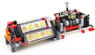 UpGLeuch Technik Ersatzteile Getriebe mit V6 Motor Bausteine für Major Technik Modellbausatz, Klemmbausteine Teile Technik Getriebe nud Motor Modell