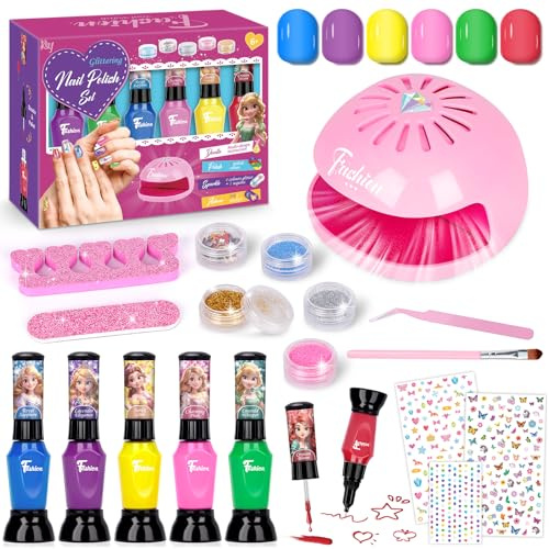 Nagellack Kinder, Geschenk Mädchen 6 7 8 Jahre, Spielzeug mit Nageltrockner | Geschenk Mädchen 6-12 Jahre, Peel-Off Kindernagellack ab 3 Jahre Ungiftig, Coole Sachen Spielzeug , 3-in-1 Nagelstudio Stift