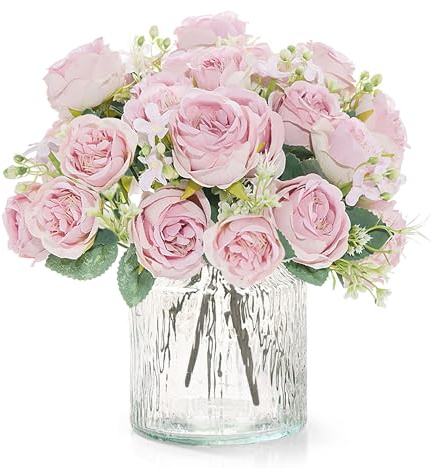 ASTNIC 2 Bündel Künstlicher Pfingstrosenstrauß Kunstblumen Wie Echt, Künstliche Blumen, Blumenstrauß Künstlich, Fake Blumen für Osterdeko, Deko Wohnzimmer, Home Decoration, DIY-Blumenarrangements