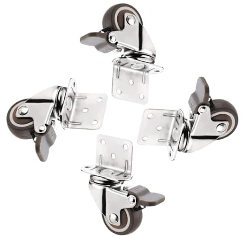 Swivel Rubber Furniture Casters with Brake - Set of 4 Silent 1.5-inch Plywood Caster Wheels for Easy Mobility and Protection of Floors
