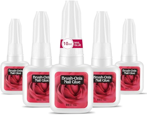 BUTBU 5*10ml Solide Colle Faux Ongles Extra Forte, Extension de L'ongle Colle, Adhésif Ultra Fort pour Gel 3D Nail Art, Pour Capsule Ongle-Longue Duree, Resistance Maximale, Application Sans Desordre