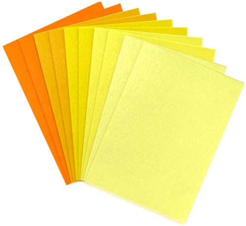 10 Stück Bastelfilz Orange Gelb Serie, Filzstoff A4 20x30cm, 1 mm dick Filz Blätter zum Basteln, Große Vliesstoff Stoff Filzplatten, Polyester Felt Fabric für DIY Handwerk, Nähen, Bastelprojekte, Deko