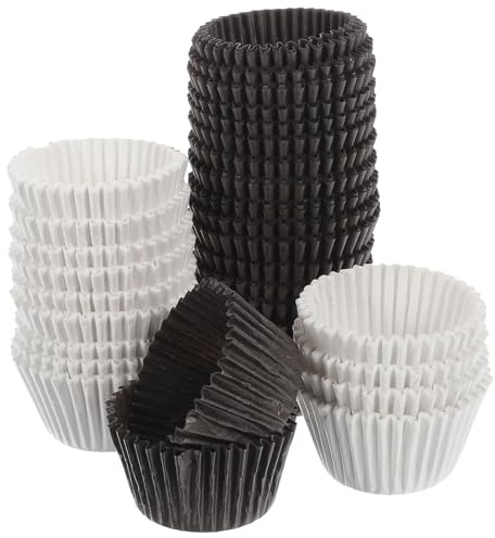DIYEAH 1000 Moldes de Papel para Hornear Cupcakes y Muffins Tamaño Grande Papel Anti-Grasa Resistente Blanco y Café Accesorios para Repostería y Fiestas Ideales para Postres y