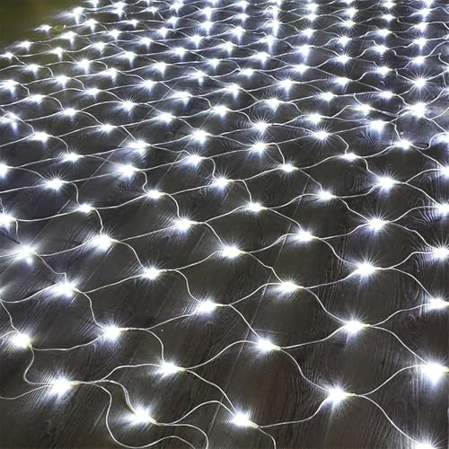 TINBOSE Red De Luces Exteriores Impermeable, 2000 LED, Malla 10 M X 8 Con Control Remoto, Modos Conectables, Ideal For Navidad(Cool White,10m x 8m 2000led)