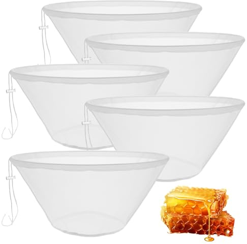 6 PCS Cheese Cloths for Straining, Cheesecloth Bags Honey Strainer Bag for 5 Gallon Cheese Strainer Bucket Reusable Fine Mesh Straining Bag with Adjustable Drawstring for Liquids Nut Milk