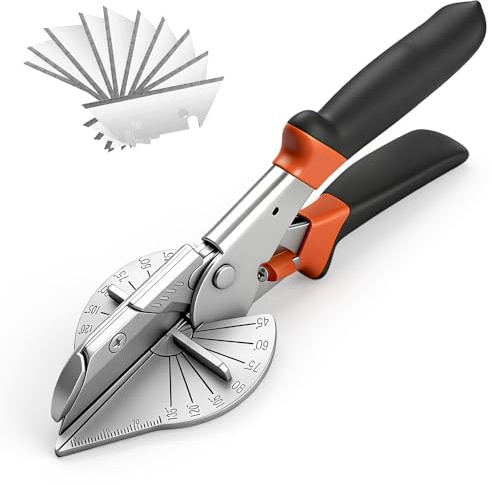 Weciau Mitre Shears, 45-135 Degree Multi Angle Cutter with 10 Spare Blade, Adjustable Trim Cutter, Multifunctional Blind Cutter Tool for Cutting Soft Wood, Plastic, PVC
