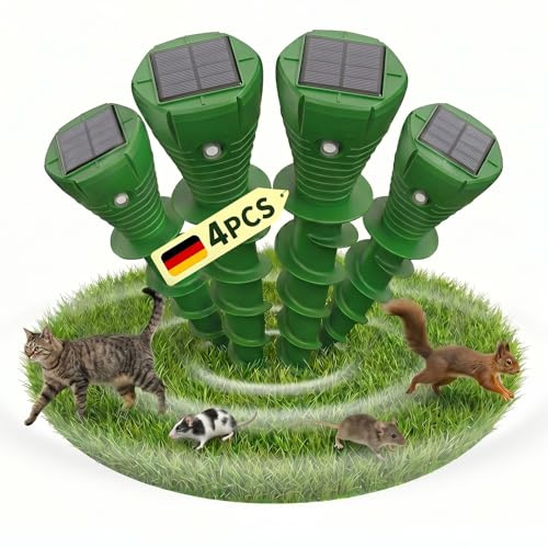 Solar Maulwurfschreck 4er Set – Ultraschall Maulwurf Vertreiber Testsieger, IP65 Wasserdicht, gegen Wühlmaus & Maulwurf, für Garten & Rasen