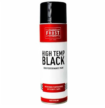 FROST High Temp Black Aerosol Paint, Heat-Resistant Spray, 500ml, Gloss Finish, Withstands 260°C, Fast-Drying Formula