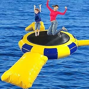 Aufblasbarer Wasserpark, 3 m, Hüpf-, Schwimm- und Sprungplattform mit Rutsche, Schlauch und Tauchkissen-Tasche für See-Partys – ultimativer Wasserspaß!