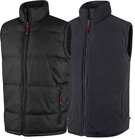 Lee Cooper LCVST702 Herren-Arbeitsweste, wendbare Sicherheitsweste, gepolstert, schwarz/grau, Größe XXL