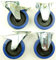 1 Satz 125mm Blue Wheels Lenkrollen mit Bremse/Feststellbremse + Bockrollen, Transportrollen Blau, 200kg / Rad - INDUSTRIEQALITÄT (2x Brems + 2x Bock)