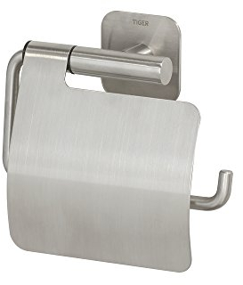 Tiger Colar Toilettenpapierhalter, Edelstahl gebürstet, mit integrierter Klebefolie zur Montage ohne bohren