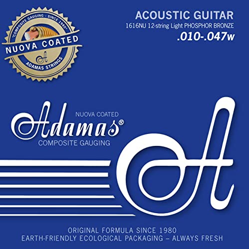 Adamas Saiten für Akustikgitarren Nuove Phosphor Bronze beschichtet, massives Messing Ball end, 12-str. Light .010-.047