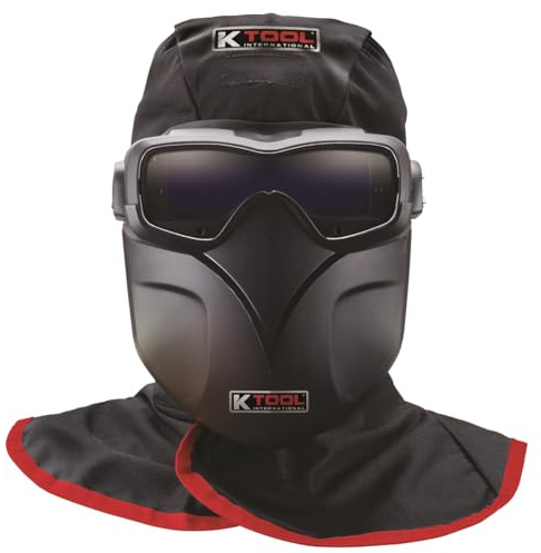 K Tool International - Auto Darkening Welding Goggles Kit, Bump Cap, Fire Retardant Hood, Bump Cap, Lightweight, Includes Shield and Carrying Bag; KTI70046
