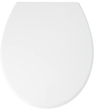 Blue Canyon Cambridge Thermoplastic Toilet Seat with Non-Slip Seat Bumpers & Heavy-Duty Stainless-Steel Hinges–Soft Close Toilet Seat-One Button Quick Release Toilet Seats-Universal Fixings (White)