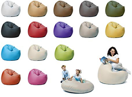 sunnypillow XXL Sitzsack mit Styropor Füllung 125 cm Durchmesser 2-in-1 Funktionen zum Sitzen und Liegen Outdoor & Indoor für Kinder & Erwachsene viele Farben und Größen zur Auswahl Cremefarben