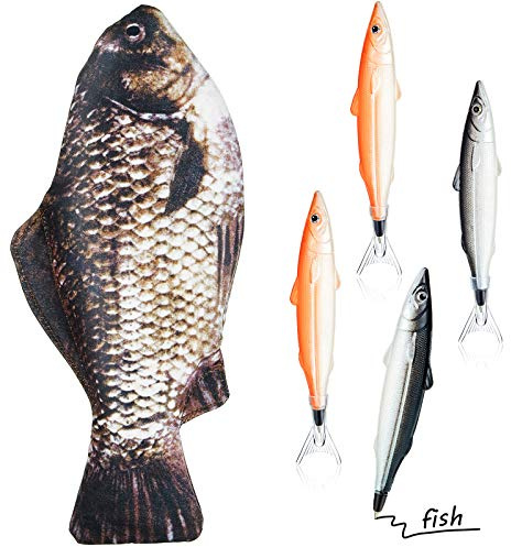 Fisch Geformt Federmäppchen Neuheit Fisch Federbeutel Fisch Geldbörse Lustige Federmäppchen mit Gepolstertem Dickschaum Futter und 4 Stück Süße Fisch Stifte Fisch Geschenke für Schule Klassenzimmer