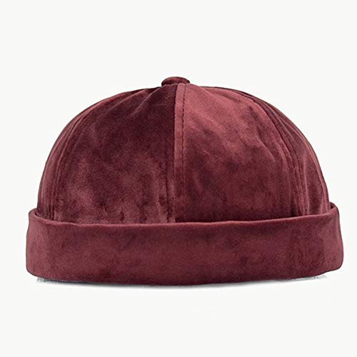 MHGLOVES Watch Cap Commando Work Beanie Docker Leon Brimless Hat Rolled Cuff Harbour Hat,Seemannsmütze Hafenmütze Bikercap Basecap Ganzjährig Tragbar Hat,Samtstoff,Einstellbar (2 Stück),Rot