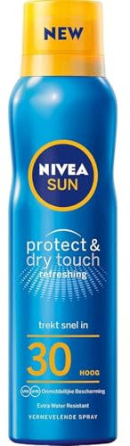 NIVEA SUN - Brume Protectrice Protect & Dry Touch FPS 30 - Protection Solaire - Glycérine - 100% Transparent - Formule Non Grasse & Rafraîchissante - Ultra-Résistant À L'Eau - Peaux Normales - 200 ml