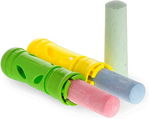 Chalk Holder Set for Clean Fingers and Hands Chalk Holder Sidewalk Street Chalk Jumbo Painting Chalk 2.5 cm Diameter for Children 2 Comfortable Chalk Holder Handles + Chalk Pens