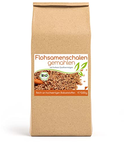 Cellavita Bio Flohsamenschalen Flohsamenpulver gemahlen Pulver Bio-Qualität (500g)